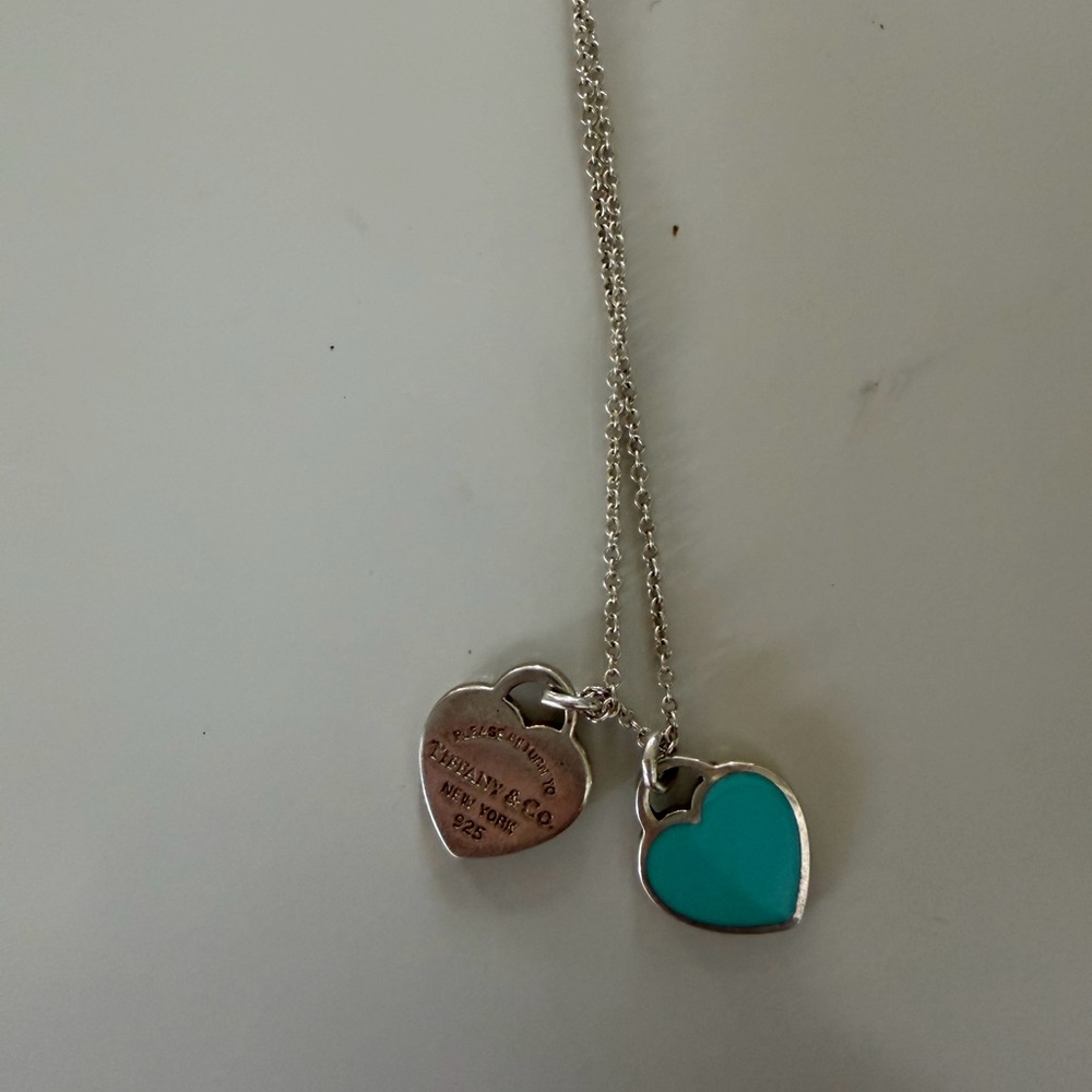 Tiffany & Co. Turquoise-Enamel Heart Tag Necklace
